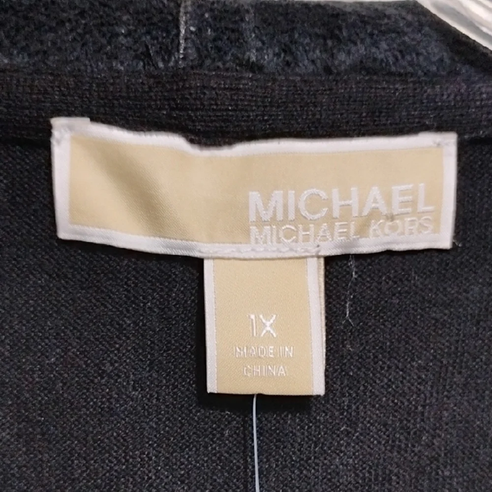 (BX10) SALE! New Michael Kors Black Faux Suede/Leather Women's Drapey Top